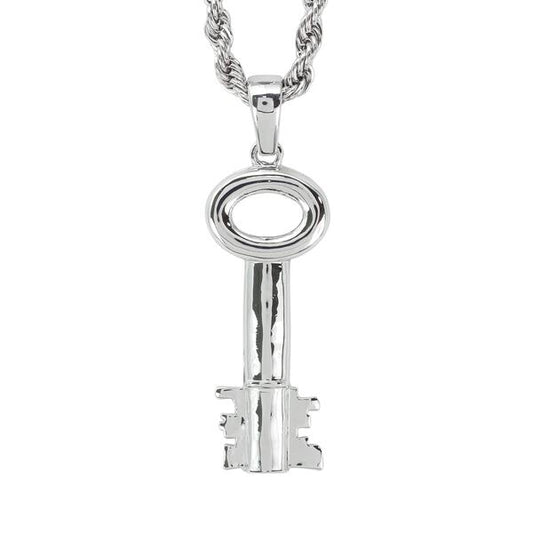 Iced Large Key Pendant with 8mm Rope Chain 24" - HC-5066**