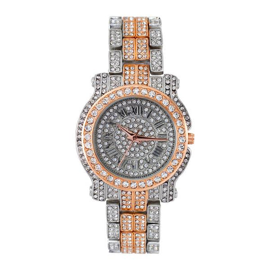 Ladies Iced-Out 35mm Metal Band Watch - 7341L-MB
