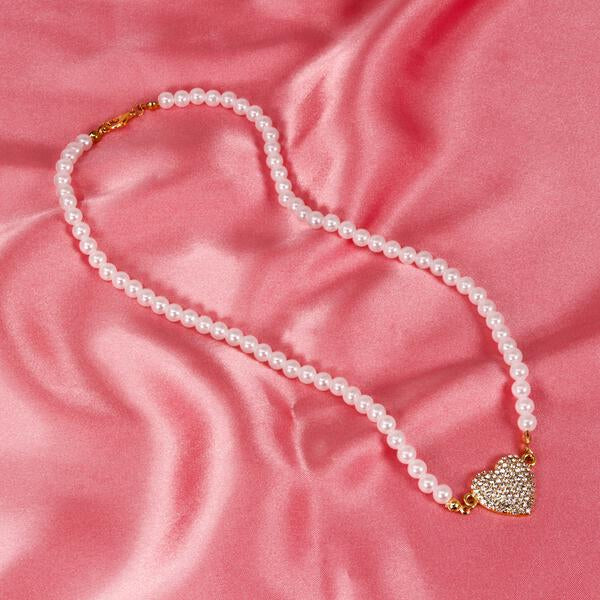 Heart Pearl Necklace - PE-306