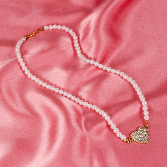 Heart Pearl Necklace - PE-306