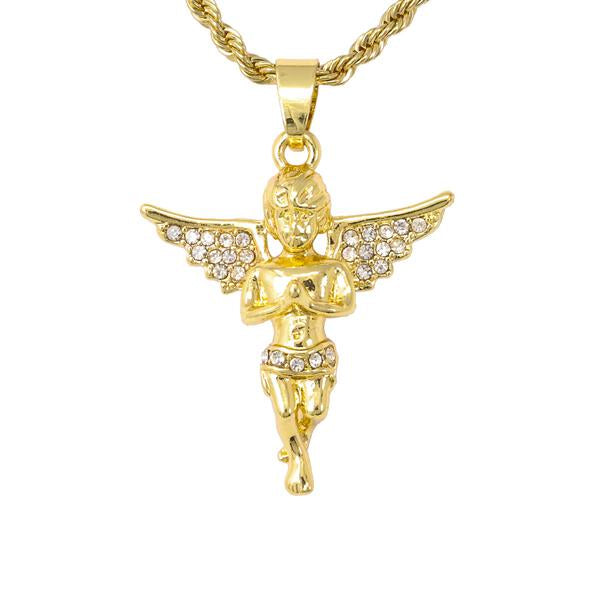 MINI ICED ANGEL NECKLACE GOLD