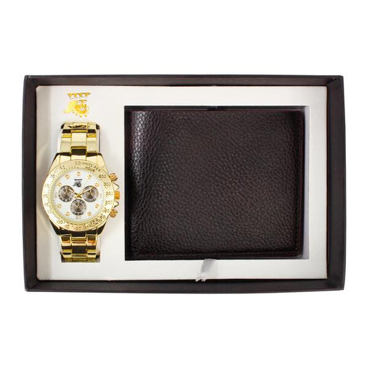 Men's Classic Metal Band Watch and Wallet Gift Set - WWS-8938A