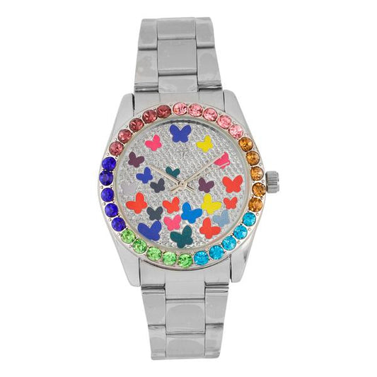 Ladies Iced-Out Metal Band Watch - 9611A-MB*