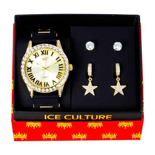 Watch and 2on Star Dangling Earring Gift Set - MSE-123