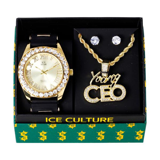 Watch and Young CEO Necklace with Earrings Gift Set - W1K-126