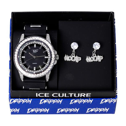 Watch and No Cap Dangling Earring Gift Set - MSE-122