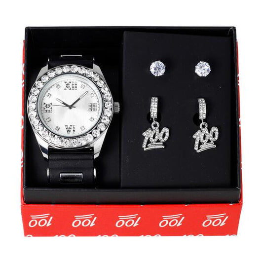 Watch and 2on Dangling Streetwear Earring Gift Set - MSE-129