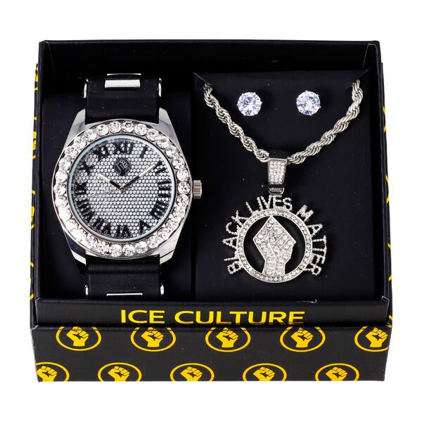 Watch and BLM Necklace with Earrings Gift Set - W1K-169