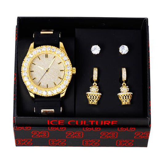 Watch and 2on Basketball Dangling Earring Gift Set - MSE-128