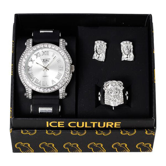 Watch and Jesus Ring with Earrings Gift Set - WRE-8928X