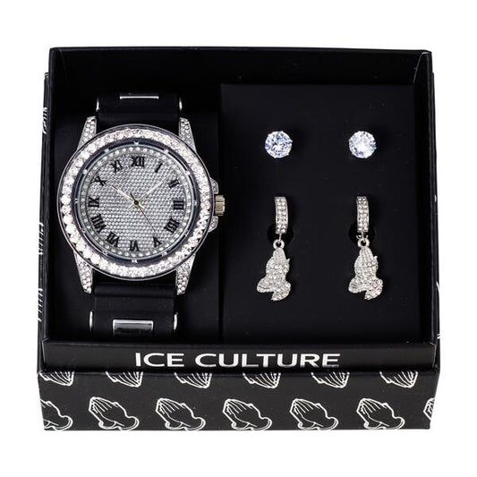 Watch and 2on Praying Hands Earring Gift Set - MSE-126