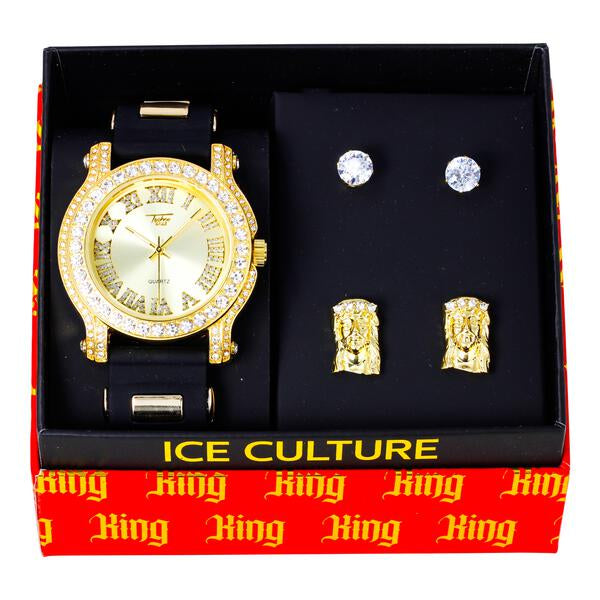 Watch and 2on Stud and Jesus Earring Gift Set - MSE-105
