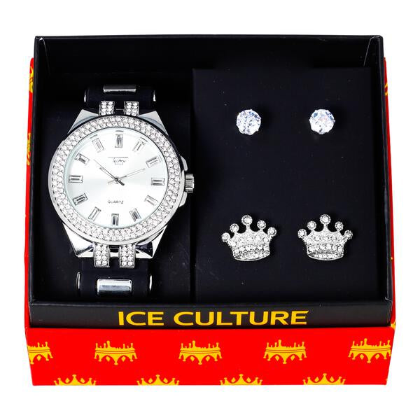 Watch and 2on Crown Earring Gift Set - MSE-108