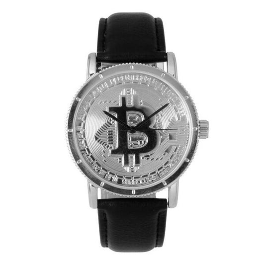 Classic 40mm Bitcoin Leather Band Watch - 8842B-LB