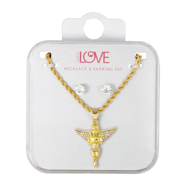Ladies Angel Necklace with Earrings Set - DD-HC-214G