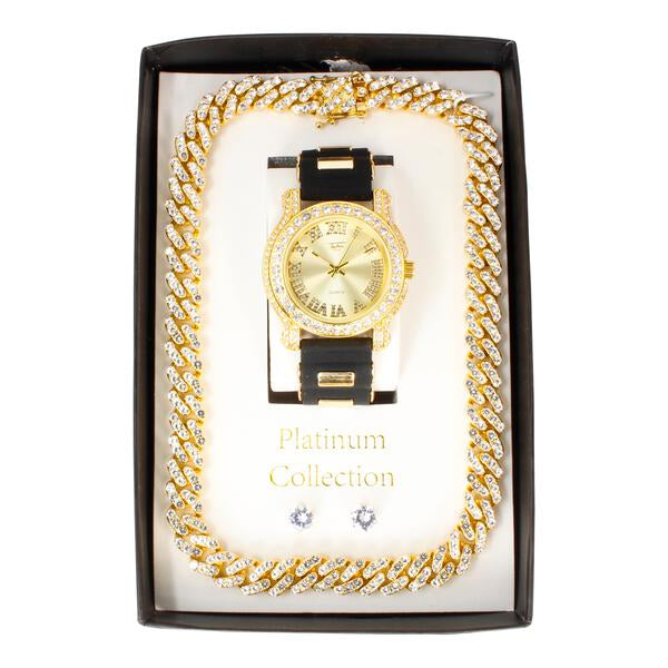 Watch and Iced Out Cuban Chain Gift Set - WCH-120