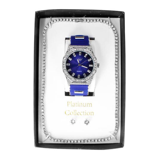 Watch and Iced Out Cuban Chain Gift Set - WCH-402