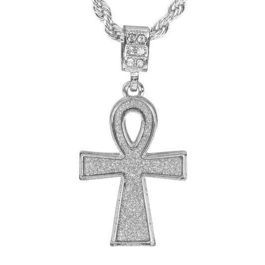 Iced Medium Cross Pendant with 4mm Rope Chain 24" - HC-2006*