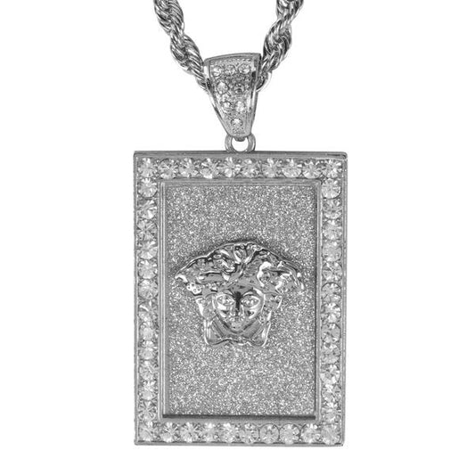 Iced Large Tag Pendant with 8mm Rope Chain 24" - HC-4060**