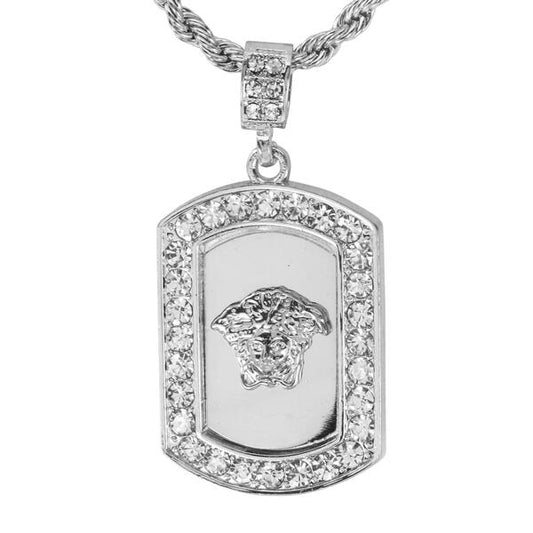 Iced Medium Pendant with 4mm Rope Chain 24" - HC-3053*