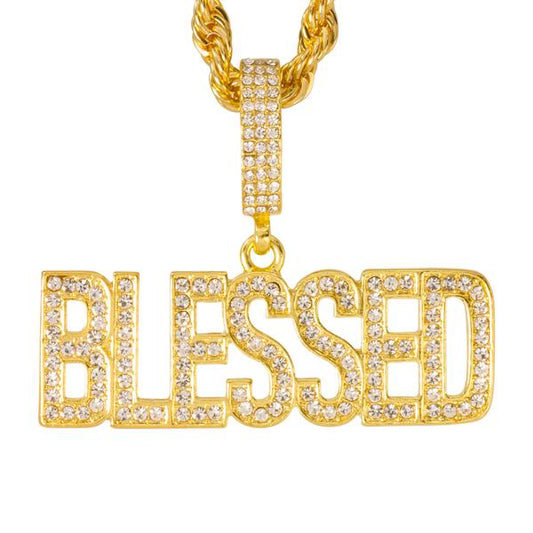 Iced Large Blessed Pendant with 8mm Rope Chain 24" - RC-5004