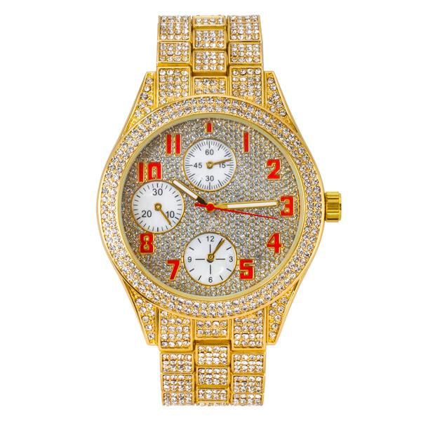 Urban Iced Out 44mm Metal Band Watch - 9120Z-MB