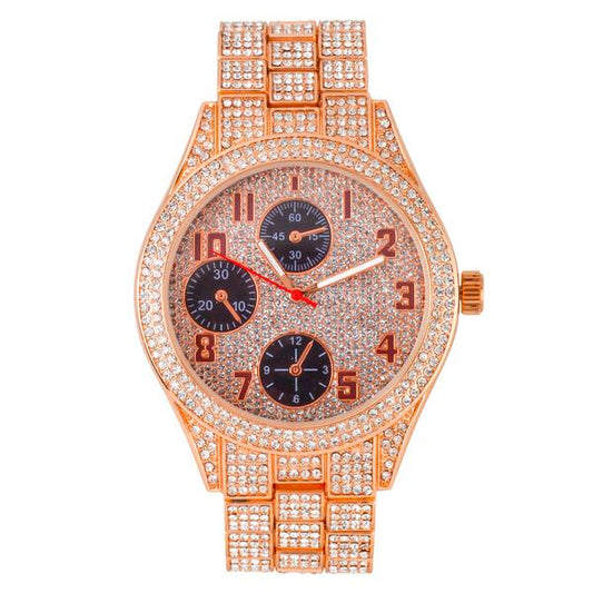 Urban Iced Out 44mm Metal Band Watch - 9120Z-MB