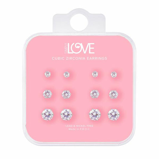 Ladies Round Stud Earring 6-Pack - CET-211