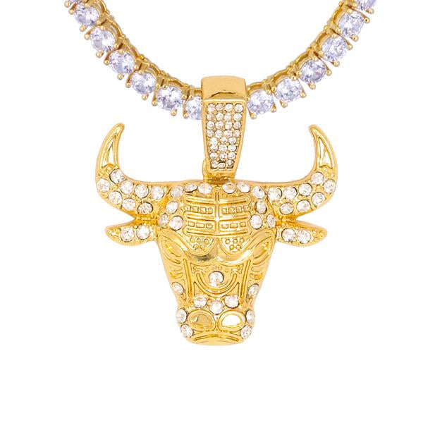 Iced Medium Pendant with 3.5mm Tennis Chain 24" - HS-81053