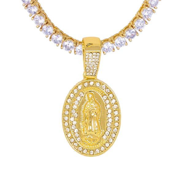 Iced Medium Pendant with 3.5mm Tennis Chain 24" - HS-81027