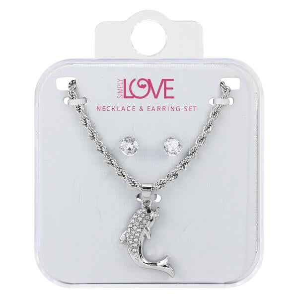 Ladies Dolphin Necklace with Earrings Set - DDS-LMP-SEA-006