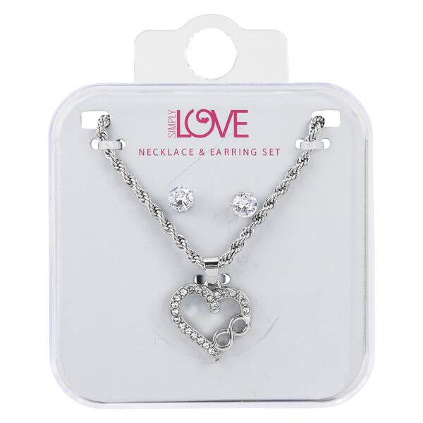 Ladies Heart Necklace with Earrings Set - DDS-LMP-HRT-008