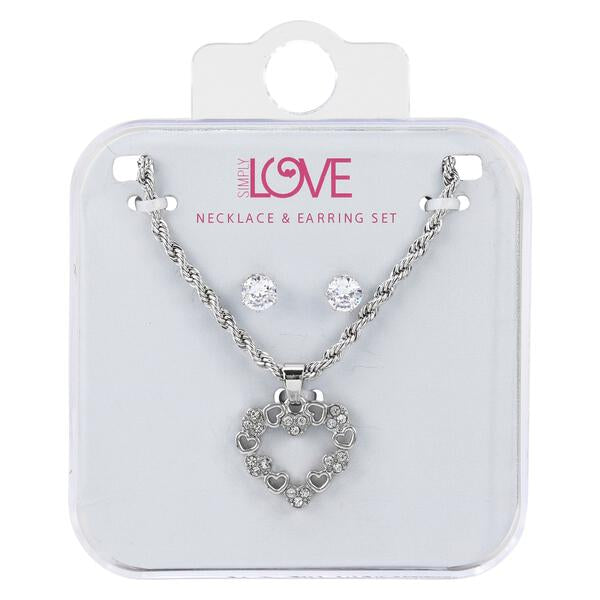 Ladies Heart Necklace with Earrings Set - DDS-LMP-HRT-004
