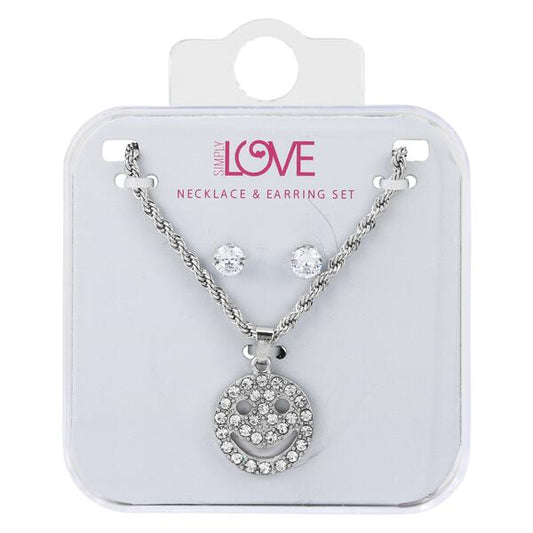 Ladies Smiley Face Necklace with Earrings Set - DDS-LMP-NOV-001