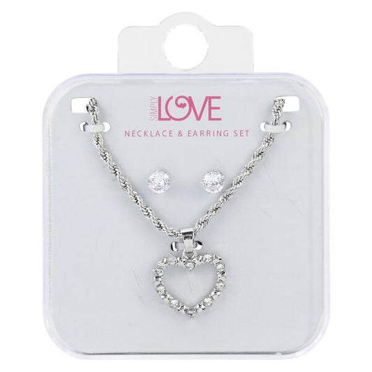 Ladies Heart Necklace with Earrings Set - DDS-LMP-HRT-005
