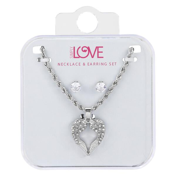 Ladies Heart Necklace with Earrings Set - DDS-LMP-HRT-013