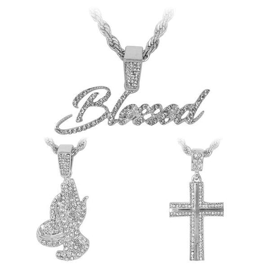 3on Medium Pendant with 4mm Rope Chain - CRDHC3-102G