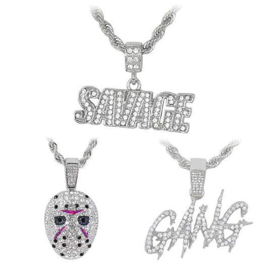 3on Medium Pendant with 4mm Rope Chain - CRDHC3-167G