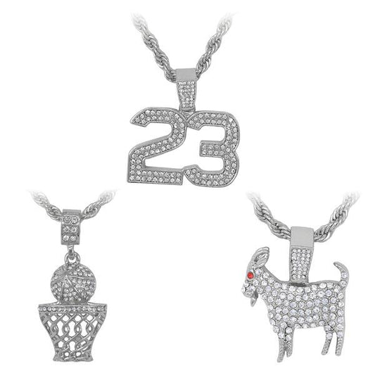 3on Medium Pendant with 4mm Rope Chain - CRDHC3-173G