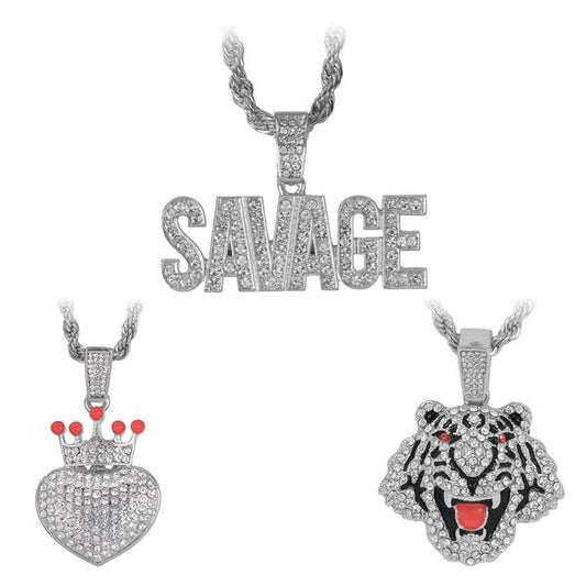 3on Medium Pendant with 4mm Rope Chain - CRDHC3-174G