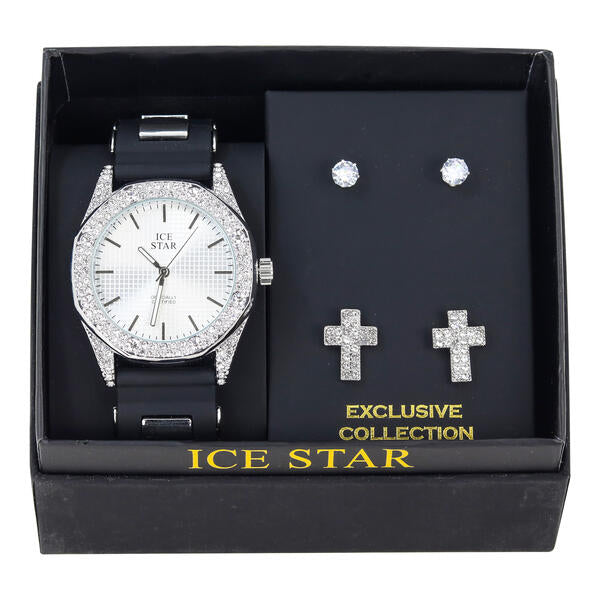 Watch and 2on Cross Pave Earring Gift Set - W2ER-101