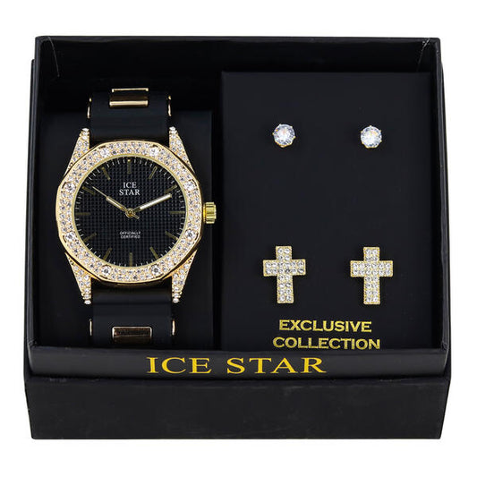Watch and 2on Cross Pave Earring Gift Set - W2ER-101