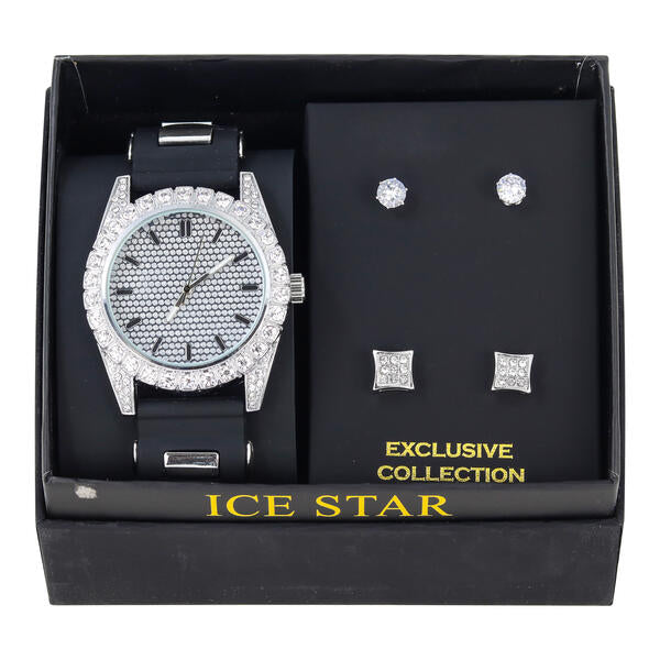 Watch and 2on Square Pave Earring Gift Set - W2ER-103