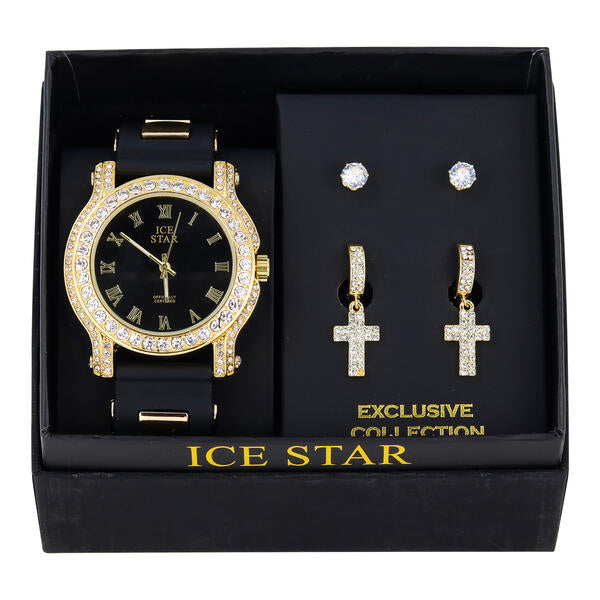 Watch and 2on Cross Dangling Earring Gift Set - W2ER-102