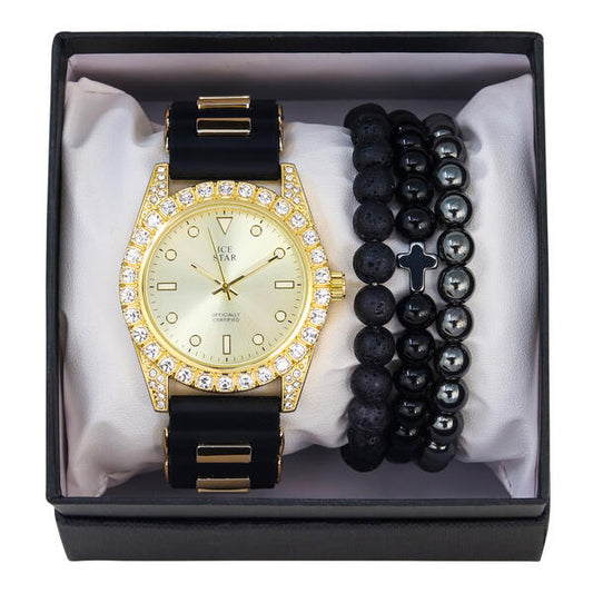 Watch and Cross 3on Beaded Bracelet Gift Set - WBR-304