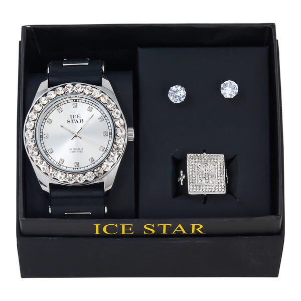 Watch and Iced Out Ring with Earrings Gift Set - WRE-ST-001