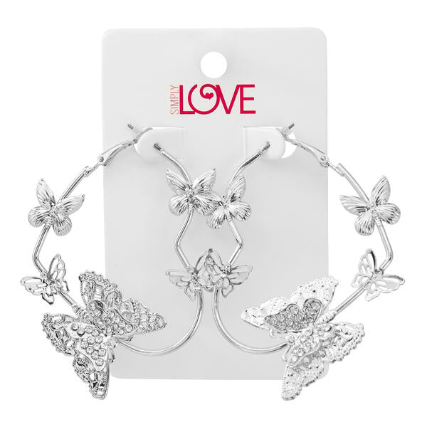 Ladies Butterfly Hoop Earrings - LSE-002