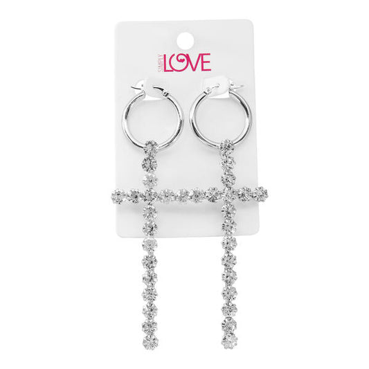Ladies Cross Drop Earrings - LSE-013