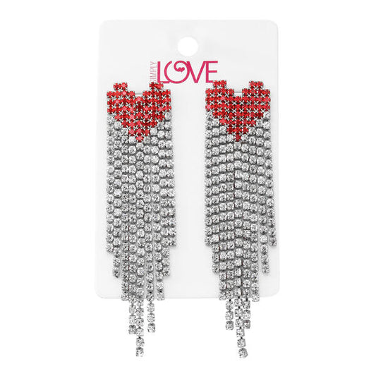 Ladies Heart Tassle Earrings - LSE-018