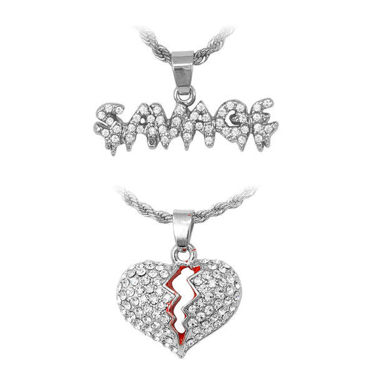 2on Mini Pendant with 3mm Rope Chain - CRDH2-111G